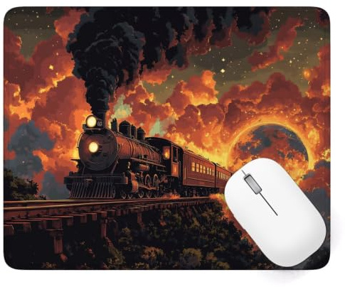 Alfombrilla Ratón 340 x 280 mm, Tren Alfombrilla Ratón Gaming, A-1075 | Pequeña Mouse Pad con Impermeable y Antideslizante, Mousepad Paisaje Mejora la Precisión y Velocidad, para PC Teclado Gamer