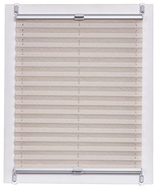 Sunlines Plissee Made in Germany, Tageslicht, Echtcrush Klemmfix, Silbergraue Schiene, 115 x 150, Stoff, Natur, 115 x 2.3 x 150 cm