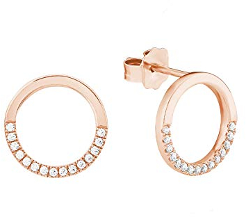 s.Oliver Ohrstecker 925 Sterling Silber Damen Ohrschmuck, mit Zirkonia synth., 1,2 cm, Roséfarben, Kommt in Schmuck Geschenk Box, 2026069