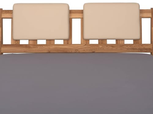 Staboos 2er Set Polsterkissen Steckkissen Bett Kopfteil, Beige | Steckkissen zum Einhängen ohne Schrauben, pflegeleichtes Kunstleder, Rückenlehne & Lesekissen für Bett mit Kopfteil