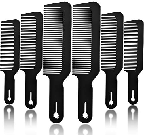 6 Pack Heat Resistant Hair Cutting Combs, 9 Inch Flat Top Combs for Clipper Cuts and Flattops (Black)