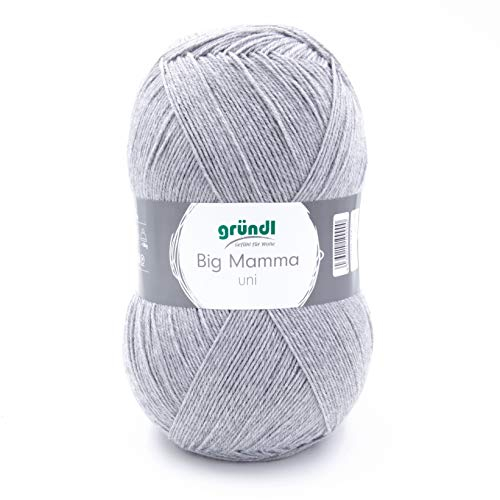 Gründl Wolle Big Mamma uni - XXL Wolle zum Stricken - Strickgarn - Weich und hautfreundlich - 100 % Polyacryl - 1 Knäuel 400 g / 1040 m - Nadelstärke 3,5- 4,5 - mittelgrau