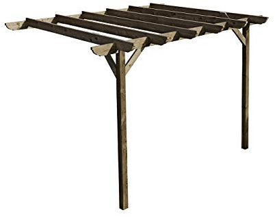 Arbor Garden Solutions Wooden Garden Lean-to Pergola Kit - Corbel Design Shade Canopy Gazebo (3.6m x 3.6m, Rustic Brown)