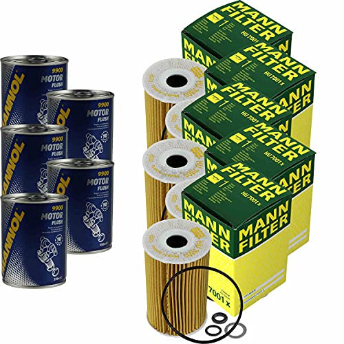 QR-Parts Set 85502028 9900 HU 7001 x 5x Original MANN Ölfilter + SCT Motor Flush Motorspülung