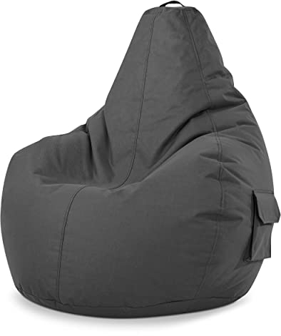 Green Bean Sitzsack mit Rückenlehne 80x70x90cm - Gaming Chair mit 230L Füllung Kuschelig Weich Waschbar - Bean Bag Bodenkissen Lounge Chair Sitzhocker Relax-Sessel Gamer Gamingstuhl Anthrazit