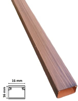 4PZ Canalina 16x16 mm 2 metri Legno Scuro per cavi elettrica in plastica passacavi coprifili a parete con copertura