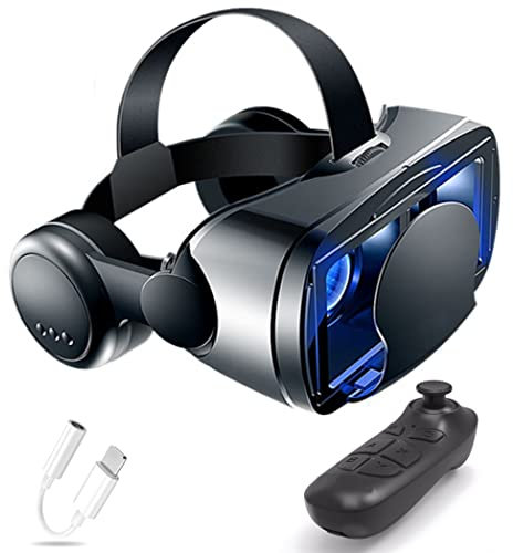 Gafas de Realidad Virtual, 3D VR Gafas con Controlador Bluetooth para Juegos Visión Panorámico VR Glasses para iPhone 13 Pro Max/13 Pro/13/12/11, para Samsung Galaxy S21, Huawei, Xiaomi