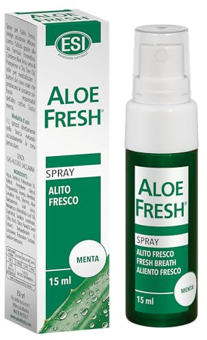 ESI - Alito Fresco Spray con Xilitolo e Aloe Vera, Combatte l'Alitosi Neutralizzando i Batteri del Cavo Orale Responsabili dell'Alito Cattivo, Gusto Menta, Senza Alcol, 15 ml