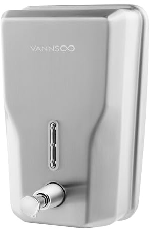 VANNSOO Wall Mount Stainless Steel Soap Dispenser for Bathroom, 48oz (1400ml) Commercial Wall Mounted Metal Liquid Refillable Hand Soap Dispenser
