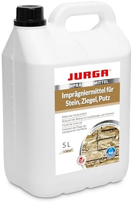 JURGA Steinimprägnierung Außen 5L, Steinversiegelung Naturstein, für Stein & Klinker & Putz, Benzin- & Lösemittelfrei