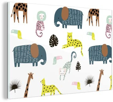 MuchoWow Glasbild Glasfoto Wandbild Bilder Deko 150x100 cm Tiere - Wilde Tiere - Weiß