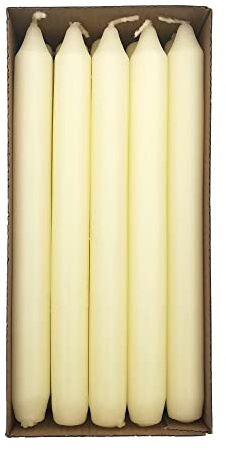 Hofer Candele Lunghe da Tavola - 19 x 200 mm - Colore Avorio - Set di 20 Candele per Candelabri - Lunga Durata: 7 Ore - Cera Antigoccia, Non Profumate - Qualità RAL