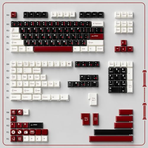 Rome Keycaps 163 Tasten Cherry Proile Doubleshot Keycaps Set für 61/64/87/1041/08 ANSI/ISO-Layout Cherry MX Switches Mechanische Tastatur | Passend für Alice Keyboard 61/64/87/104/108 Cherry MX Switches mechanische Tastatur