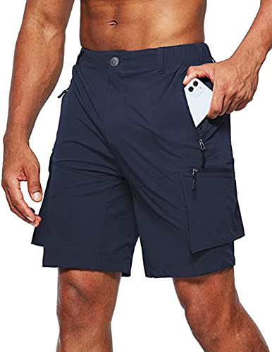 Tansozer Korta byxor, män, sommar, snabbtorkande, vandringsbyxor, kort, stretch, cargo, bermudashorts, utomhus, vandring, vandringsshorts, blå, M kort