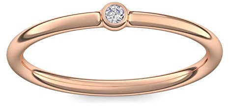 Vorsteckring Verlobungsring Rosegold Ring Diamant 585 + inkl. Luxusetui + Diamant Ring Rosegold Diamantring Rosegold 0,04 Carat SI1/H (Rosegold 585) - Slick one Amoonic KA11 RS585BRFA52