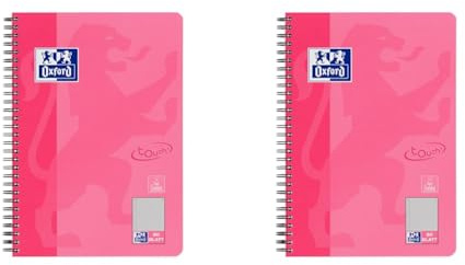 Oxford Touch Collegeblock B5 kariert mit Rand, 80 Blatt, pink (Packung mit 2)