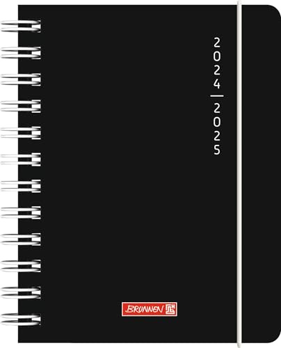 BRUNNEN Schülerkalender (2024/2025) „Plain Black“, 1 Seite = 1 Tag, A6, 352 Seiten, schwarz