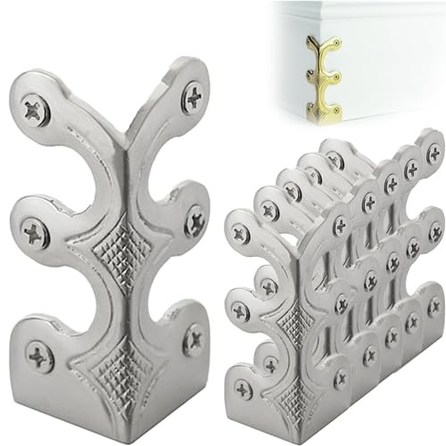 Skiffers Baseboard Corner Protectors, Solid Brass Skirting Board Corner Protectors, Skiffer Skirting Board Corner Protector, Brass Skiffers for Baseboards (Silver,8 Pcs)