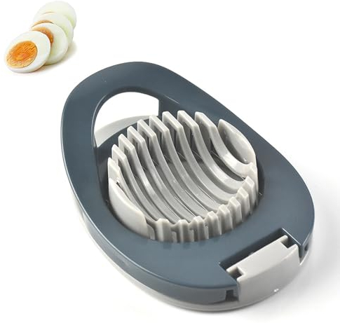 HRLORK Egg Slicer with Stainless Wire, Egg Peeler for Hard Boiled Eggs, Multifunctional Boiled Egg Cutter or Evenly Slicing Eggs Ham Banana and Strawberry Blue