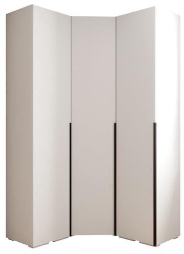 MEBLE KRYSPOL Inova 1 Möbelset - Moderne Garderobe - für Schlafzimmer, Wohnzimmer, Flur, Kinderzimmer - Ankleidemöbel - 236,7x181,7x47cm - Weiß, Handgriff Schwarz