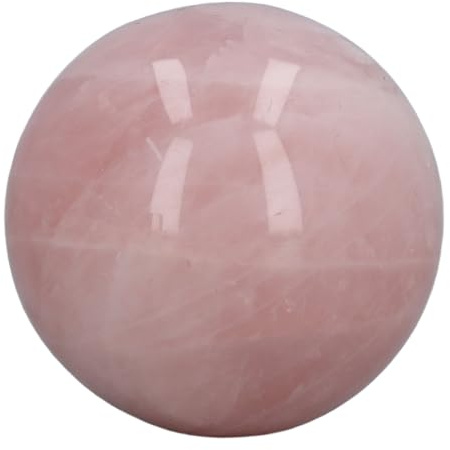Bola de Cristal Rosa, Bolas de Esfera de Piedras Preciosas, Esfera de Cristal, Piedra Pulida, Bola de Esfera de Cuarzo Rosa de 2 Pulgadas con Base Transparente para Adivinación