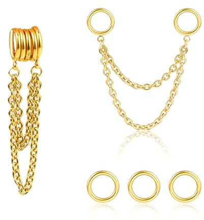 DOEARKO Ohr Gewichtsringe und Edelstahl-Piercingschmuck für Frauen und Männer (Doppelt Ring-8mm-Gold)