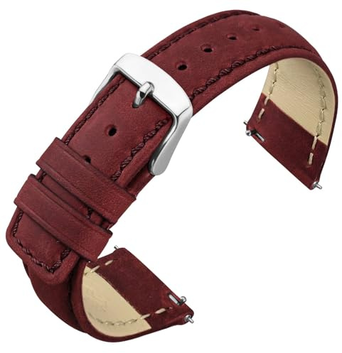 ANNEFIT Retro Leder Uhrenarmband, Schnellverschluss Echtes Lederarmband Ersatzarmband für Herren Damen 18mm 20mm 22mm