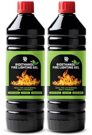 PRIMES DIY Firelighter Gel 2 Litre, Bioethanol Fuel for Fire Lighters, Camping Fire Pit, BBQ, Ethanol Fire, Natural Firelighters for Wood Burners, Burn Gel for Coal, Stoves & Chafing Fuel