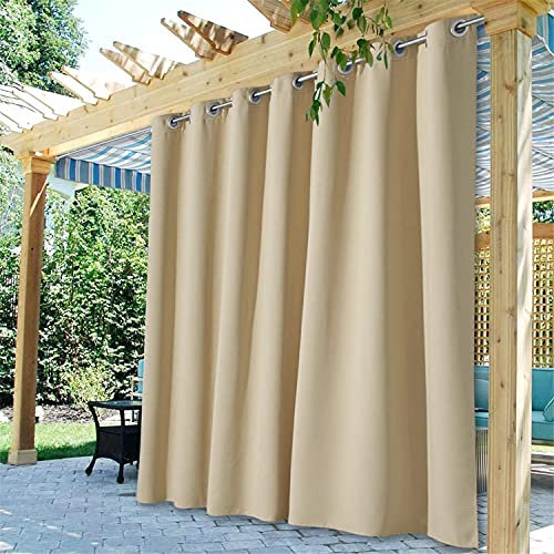 Outdoor-Terrassen-Vorhänge, wasserdicht, extra breit, mit Ösen, verdunkelnd, wärmeisoliert, für Pergola/Sonnenraum, cremebeige, 254 x 304,8 cm (B x L)