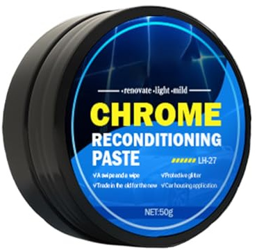Limpiador de cromo para coche, crema pulidora de cromo, eliminador de óxido, restaurador de cromo y abrillantador de metal, protección multiusos, para tubos de coche