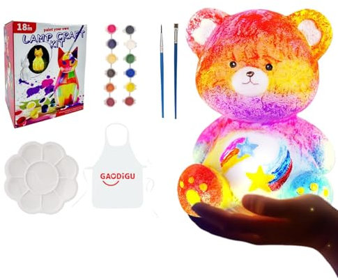 Bären Malset Für Kinder – Malen Sie Ihr Eigenes Bären Lampen Kunstset | Kreatives Handgemachtes Bären Kunsthandwerk Malset | Bärenstatue Tischlampen Malset Für Teenager, Mädchen, Jun-gen, Kinder