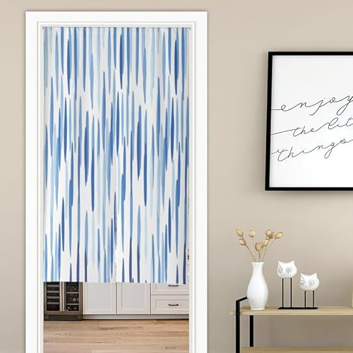 Küchenvorhänge Blaues Weißes Muster Scheibengardinen Polyester Vorhänge Kurz Waschbar Raumteiler Vorhang Türvorhang Langlebig Küchenvorhang Kurze Gardinen Verdickung Tür Vorhang 80x120cm