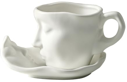 Swtgaah Kaffeetasse Untertasse Tassen Set Keramik Becher Geeignet （Weiße ）