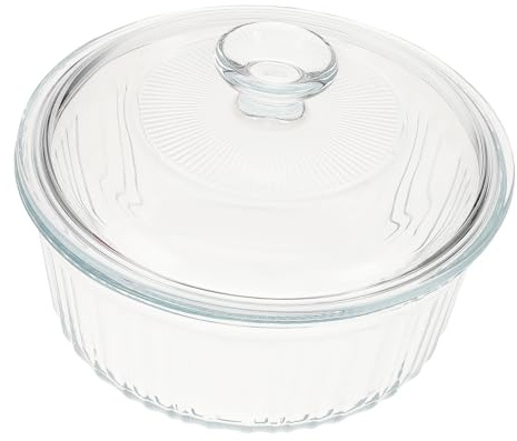WEKADRIN Ensemble De Cocottes En Verre Borosilicate 1,6l Rond Avec Couvercle Hermétique En Verre, Plat à Four Translucide Pour Cuisson Homogène, Pour Petite Famille Et Plats Four
