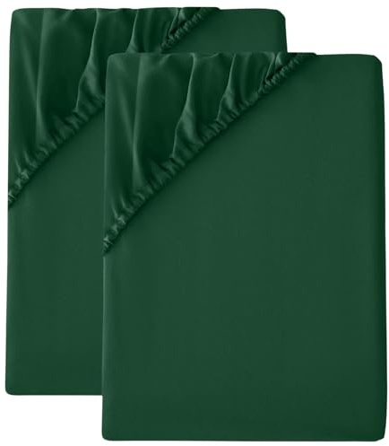 2 Pack Single Fitted Sheet (30cm) - Ultra Soft Microfibre Bed Sheets, Wrinkle-Resistant, Elasticated Corners, Shrink and Fade Resistant, Easy Care for Single Beds (Emerald Green)