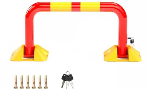 Vibeo Fensterbank Breitere Parksperre mit Schlüssel, Klappbarer Parkstopper aus Metall für Die Garage, Schwerer Parkblocker für Flughäfen/Hotels/Einkaufszentren(Red,Length-90cm(35 3/8))