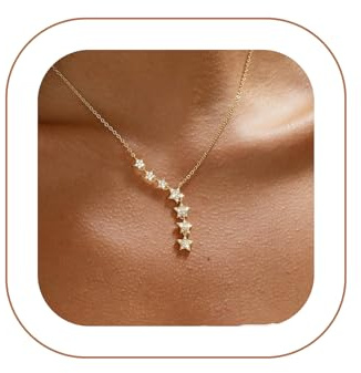 VIROMY Colliers Femme en Or pour,Collier à Pendentif Étoile Plaqué Or 14k Chaîne Acier Inoxydable Bijoux Cadeaux pour Femmes