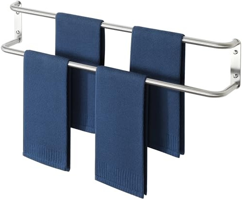 Mooche Porte Serviettes Longueur 80 CM Salle de Bain, Barre Porte-Serviettes Mural Porte Serviette, en Acier Inoxydable, Fixation Murale à Cuisine ou Douche, Brossé