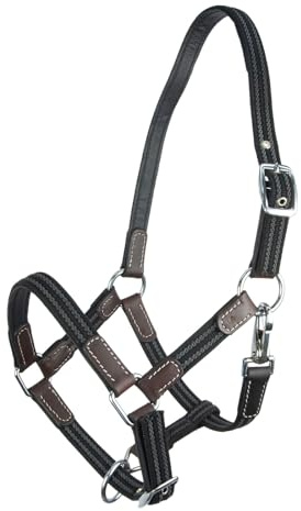 Brama West Cabestro caballo Ruby | 2 posiciones ajustables con inserciones de cuero | cabestro de pastoreo (gris, MiniShetty)