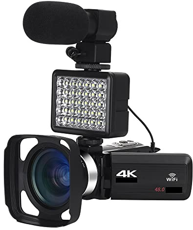 JOJIDE Vlog Camera, Videocamera Full 4K Videocamere digitali professionali Streaming live Fotografia 18X Registratore Vlog Webcam Ultra HD(64G SD Card,Camera Knit 2)