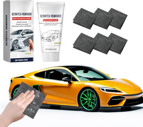 Panno Nano Rimuovi Graffi Auto, Kit di Pulizia e Lucidatura con 6 Panni Nano + Pasta Riparazione Graffi 50g, Compatibile con Tutte le Vernici, Facile da Usare e Riutilizzabile per Auto e Superfici
