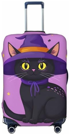 ADAhgu Modische Kofferhülle mit Halloween-Katzenmuster, personalisierter Gepäckschutz für Reisen und Business, Schwarz , S