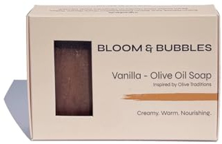 Vanilla & Olive Oil Soap Bar – Handmade, Moisturising & Nourishing Bar Soap | 100g | Warm, Comforting Aroma | Glycerin-Rich, Palm & Coconut Oil Based | Bloom & Bubbles