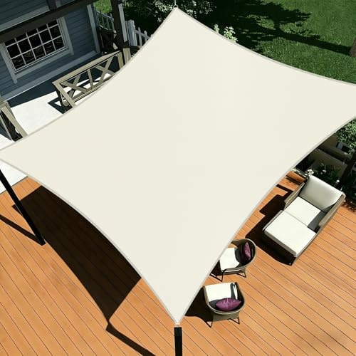 Shade&Beyond Sonnensegel Wasserdicht Rechteckig 3 x 4 m Wetterschutz Sonnenschutz Sunsegel PES-Polyester mit 95% UV-Schutz für Balkon, Garten, Terrasse,Creme