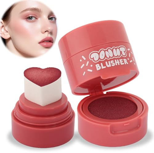 Fogbush Blush Stick,Rouge Kissen Schminke Herzförmig Mit Schwamm Waterproof Rouge Beauty Wand Natürliches Aussehen Long Wearing Face Make Up Pen für Frauen