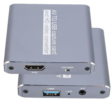 Plyisty Convertitore da VHS a Digitale, Scheda di Acquisizione Video USB da Analogico a Digitale per Hi8/VCR/DVD/AV, Adattatore da AV a HDMI, Salva Vecchi Video su Laptop