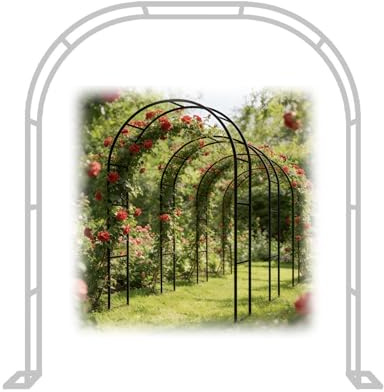 Arco de Jardin para Plantas Trepadoras, 260 120 180 400 300 200 220 140 cm Arcos de Rosas Metálico para Rosales y Plantas Trepadoras, Fiesta de Bodas Decoracion(Blanco,W300cm x H220cm x D40cm)