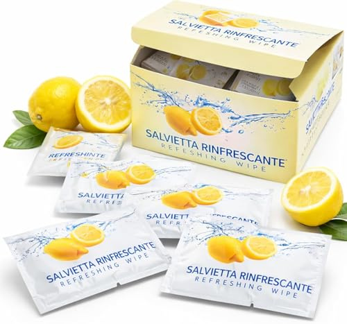 500 Salviette Umidificate Monouso Profumo LIMONE - Imbustate Singolarmente per Ristoranti, Hotel e Catering - Salviette Igienizzanti e Rinfrescanti per Mani e Viso