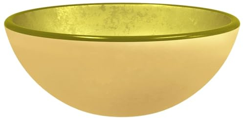 mtlskopl Lavabo à poser rond en verre trempé - 30 x 12 cm - Élégant lavabo en verre doré pour salle de bain, WC d'invités et salle de cosmétique - Bac de lavage moderne sans trop-plein