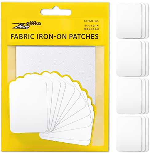 ZEFFFKA Hochwertige Qualität Kleider-Flicken zum Aufbügeln für Innen und Außen Stärkster Kleber 100% Baumwolle Verschiedene weiß Reparatur-Dekorationsset 12 Stück Größe 3 x 4-1/4 (7,5 cm x 10,5 cm)